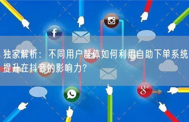 独家解析：不同用户群体如何利用自助下单系统提升在抖音的影响力？