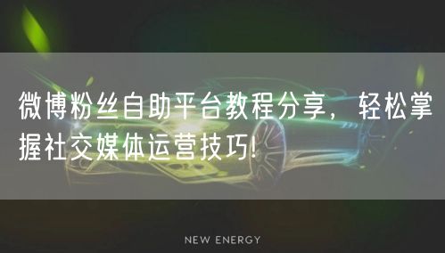 微博粉丝自助平台教程分享,轻松掌握社交媒体运营技巧!