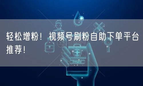 轻松增粉!视频号刷粉自助下单平台推荐!