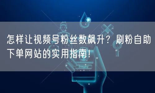 怎样让视频号粉丝数飙升?刷粉自助下单网站的实用指南!