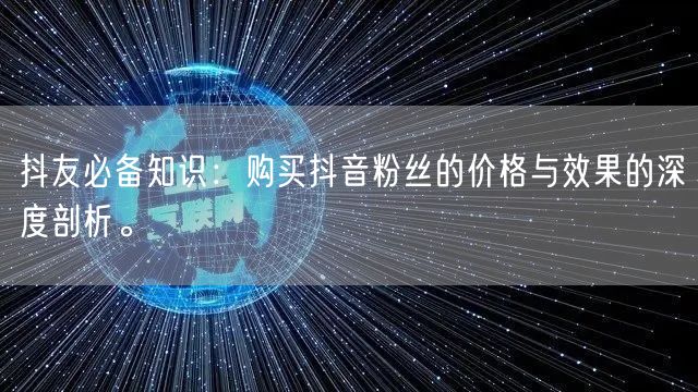 抖友必备知识:购买抖音粉丝的价格与效果的深度剖析。