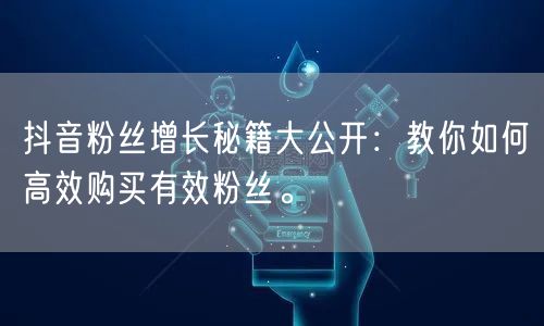抖音粉丝增长秘籍大公开：教你如何高效购买有效粉丝。
