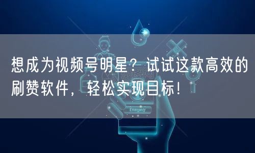 想成为视频号明星?试试这款高效的刷赞软件,轻松实现目标!