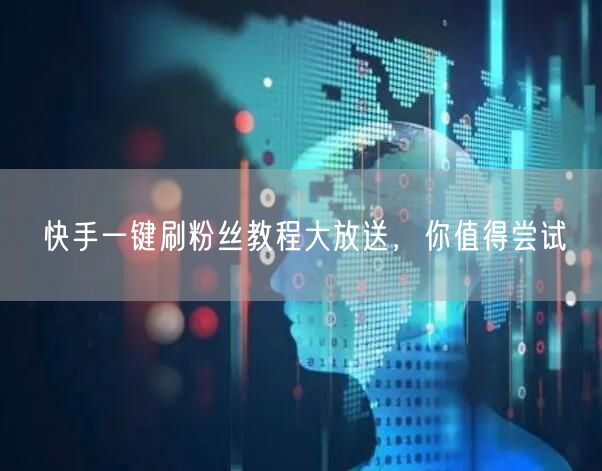 快手一键刷粉丝教程大放送,你值得尝试