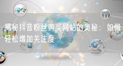揭秘抖音粉丝购买网站的奥秘：如何轻松增加关注度