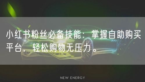 小红书粉丝必备技能:掌握自助购买平台,轻松购物无压力。