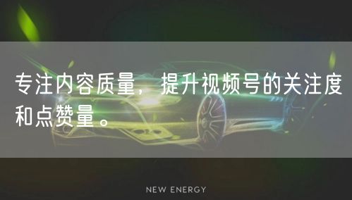 专注内容质量,提升视频号的关注度和点赞量。